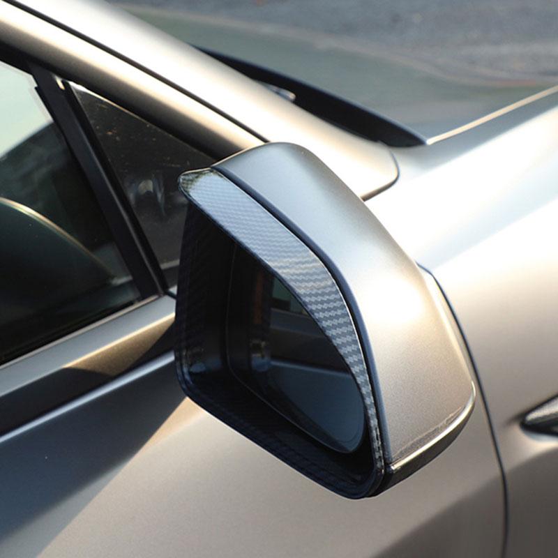 Tesla Model 3 Carbon Fiber Side Mirror Trims, Rain Eyebrow Covers