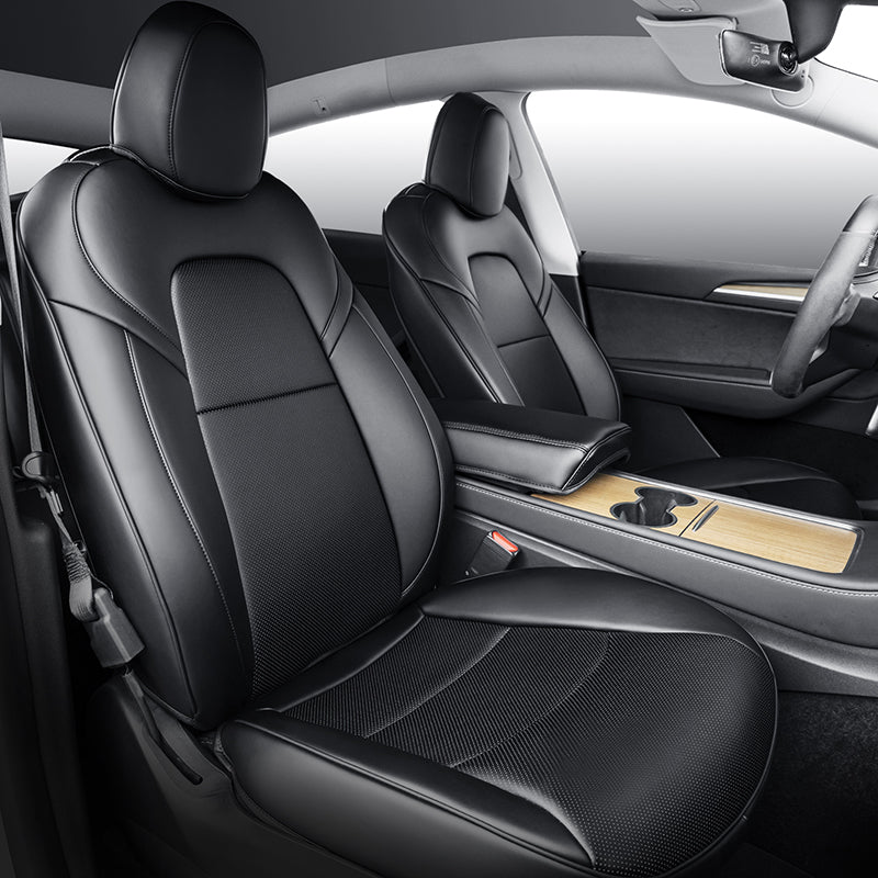 TAPTES® Black Front Seat Covers for Tesla Model Y 2024 2023 2022 2021 2020 Front Seats, Seat Protector for Tesla Model Y
