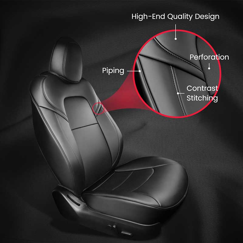 TAPTES® Black Front Seat Covers for Tesla Model 3 Front Seats, Front Seat Covers for Model 3 2024 2023 2022 2021 2020 2019 2018 2017