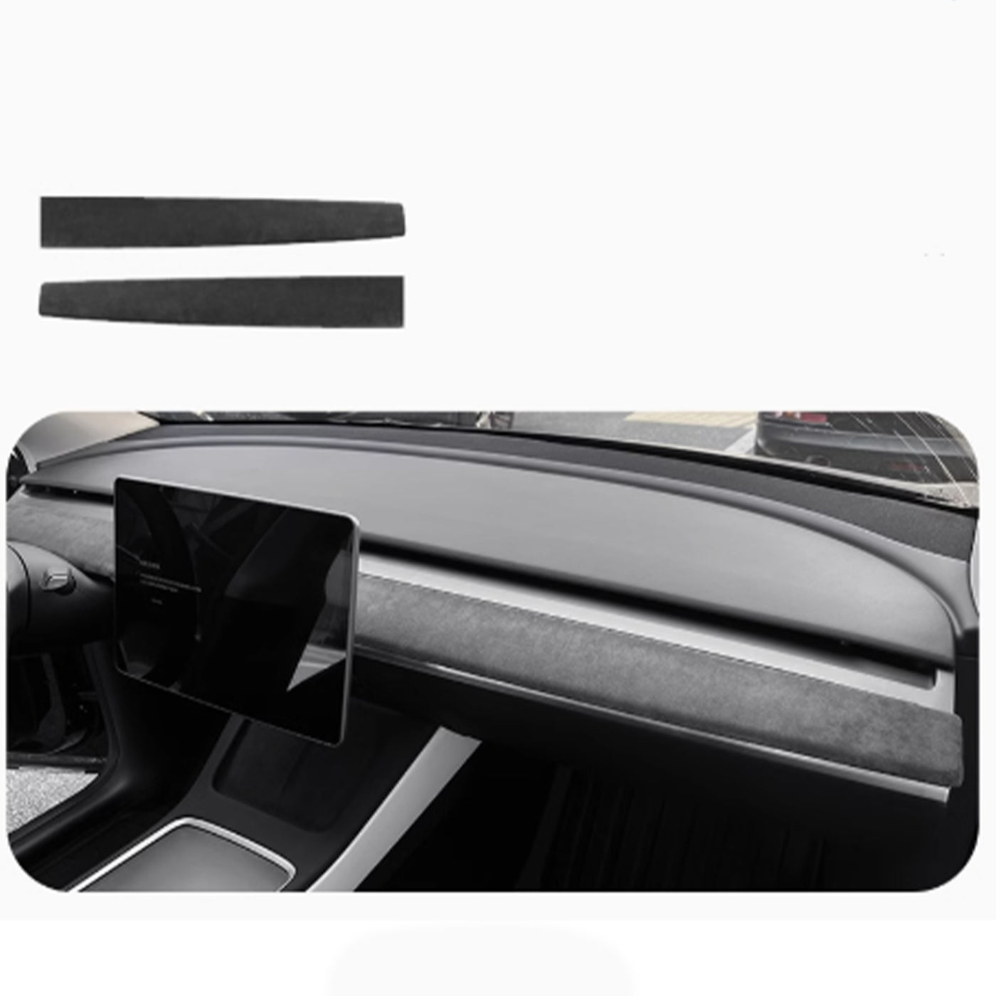 TAPTES® Dashboard Decorative Protective Stickers in Suede for Tesla Model 3 2017-2023, Set of 2