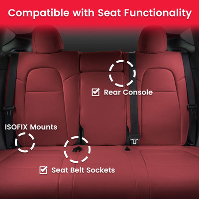 TAPTES® Red Wine Seat Covers for Tesla Model Y 2020-2024, Red Wine Leather Seat Protectors for 5 Seat Tesla Model Y